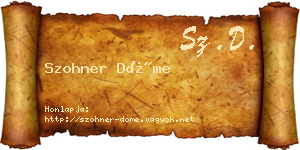Szohner Döme névjegykártya